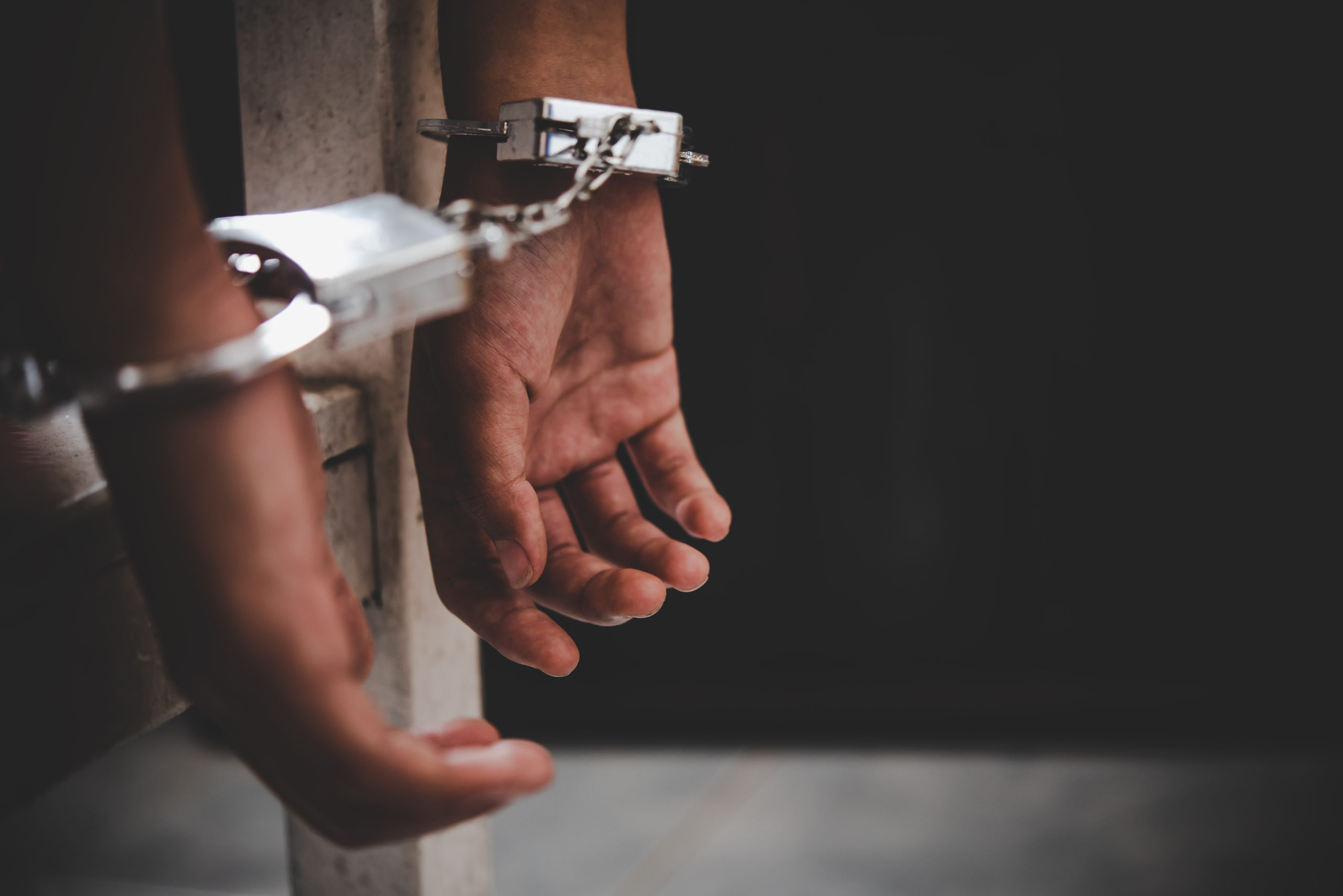 Close up hand was handcuffed